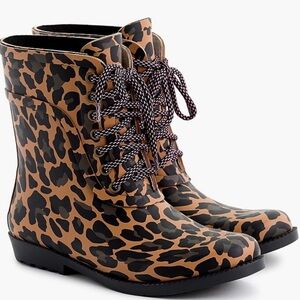 NWT, NIB J. CREW LEOPARD BOOTS, 8